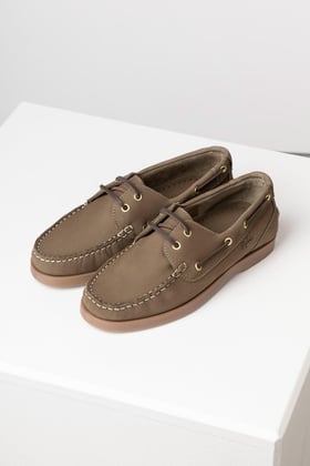 Ladies Leather Deck Shoes - Reighton - Khaki