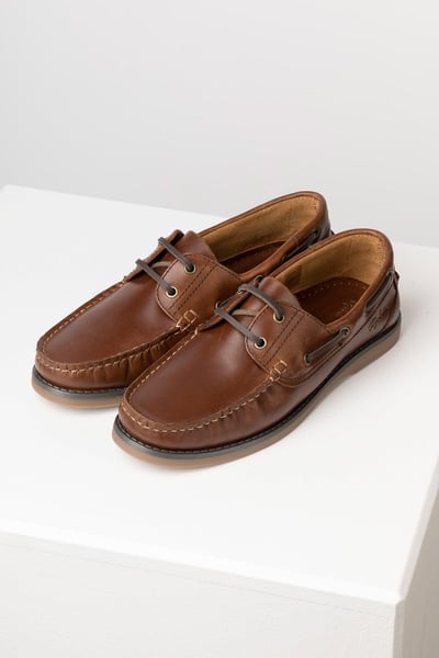 Men's Leather Deck Shoe - Runswick - Brown