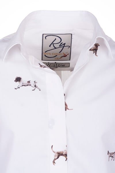 Girls Printed Shirt - Wistow - Country Dog White
