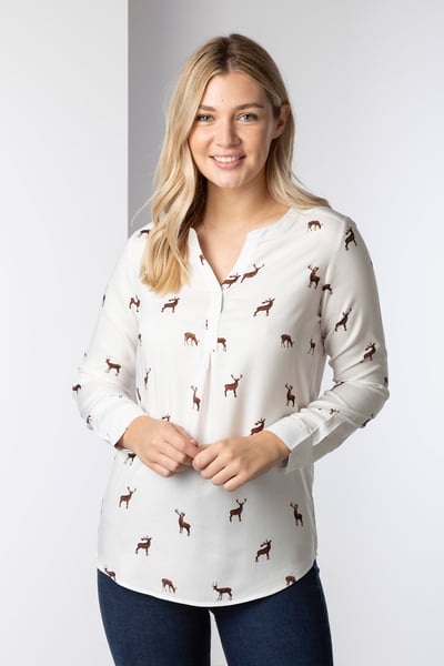 Ladies Long Sleeved Printed Blouse - Wistow