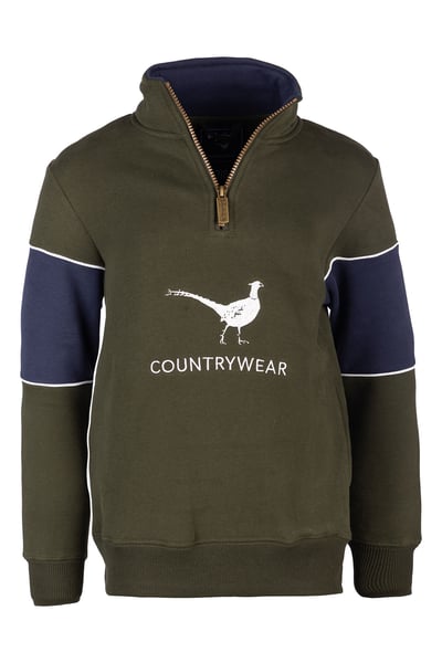 Jungen-Sweatshirt mit Viertelreißverschluss - Byland - Fasan Olive