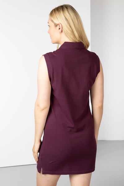 Ladies Sleeveless Polo Dress - Charlie - Damson