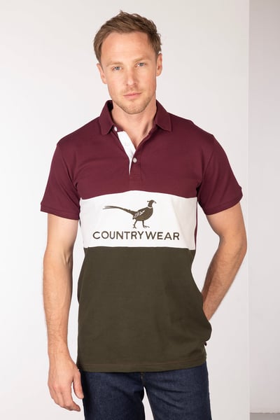 Men's Polo Shirt - Byland - Pheasant Wine/White/Olive