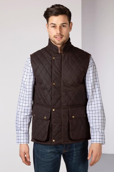 Men's Diamond Quilted Wax Waistcoat II - Brown