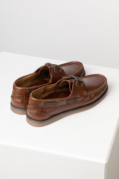 Men's Leather Deck Shoe - Runswick - Brown