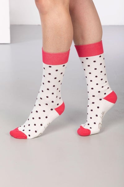 Ladies Polka Dot Ankle Socks - Vanilla