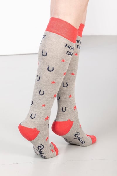 Ladies Slogan Knee Length Socks - Grey Marl