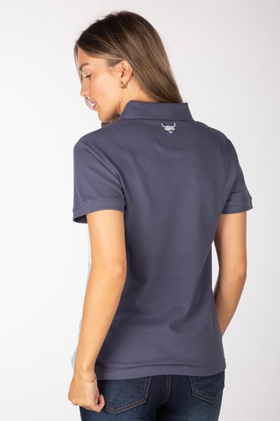 Ladies Polo Shirt - Byland - Cow Denim/White/Soft Blue