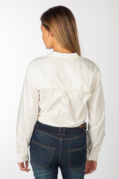 Ladies Collarless Shirt - Ivy - Cream