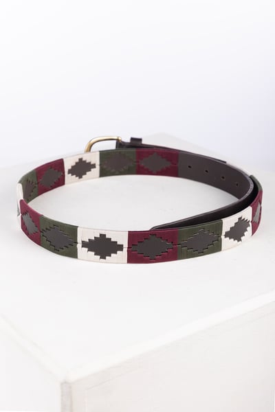 Polo Belts - Askwith - Olive/White/Burgundy