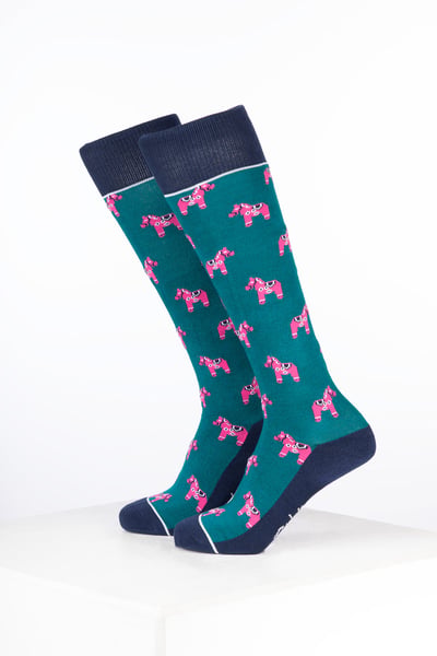 Junior Bamboo Rich Reitsocken mit Pferdemotiv - Pony Grün