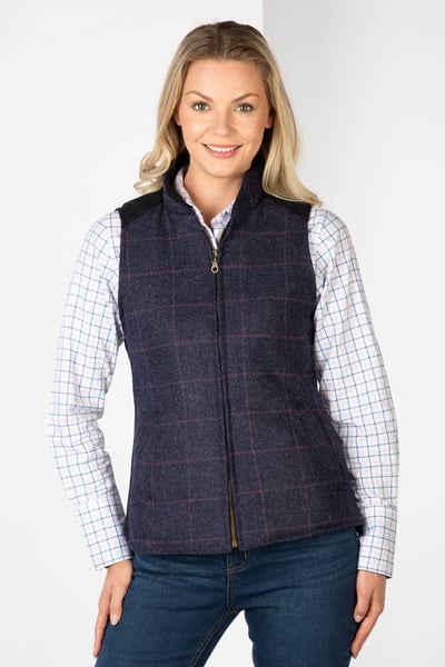 Ladies Tweed Waistcoat - Haworth - Navy Tweed