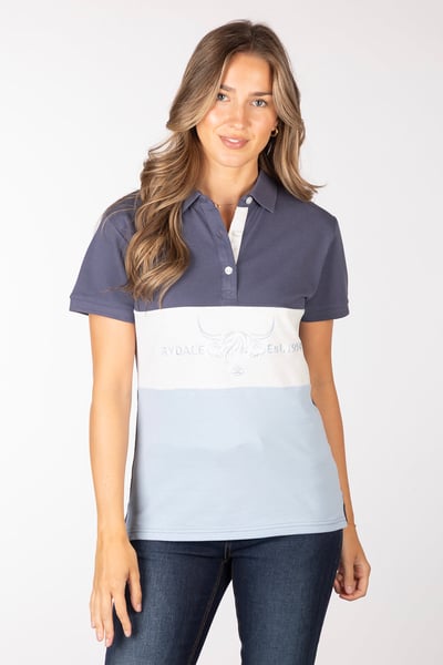 Ladies Polo Shirt - Byland - Cow Denim/White/Soft Blue