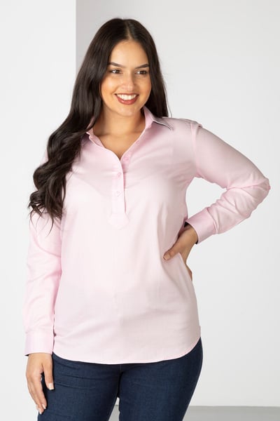 Damen Plain Overhead Country Shirt - Hannah - Rosa