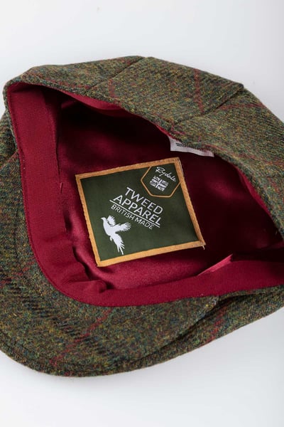 Herren-Schiebermütze aus Harris-Tweed – Danby - Dunkelgrün