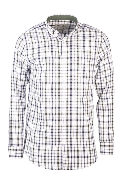 Men's Button Down Country Shirt - Haworth Dark Navy/Olive