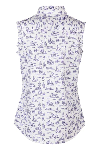 Ladies Ruffled Sleeveless Shirt - Ivy - Horse Life
