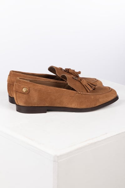 Ladies Suede Tassel Loafer - Beverley - Tan