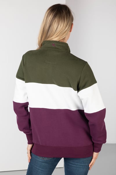 Ladies Sweatshirt - Byland - Rydale Olive/White/Berry