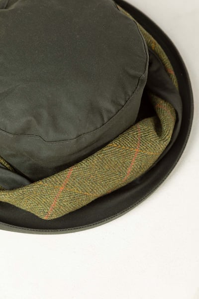 Ladies Wax Cotton Twisted Band Hat - Olive