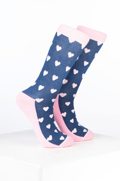 Calcetines tobilleros de bambú para mujer con diseño de corazón - Corazón Mezclilla