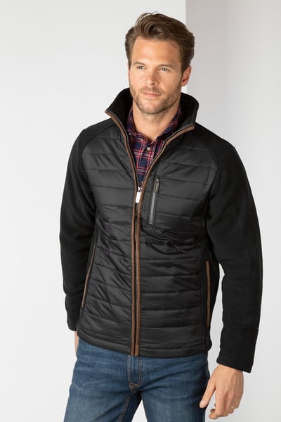 Men's Hybrid Fleece Jacket - Huggate - Black