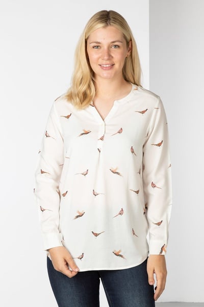 Ladies Printed Blouse - Wistow II - Pheasant White