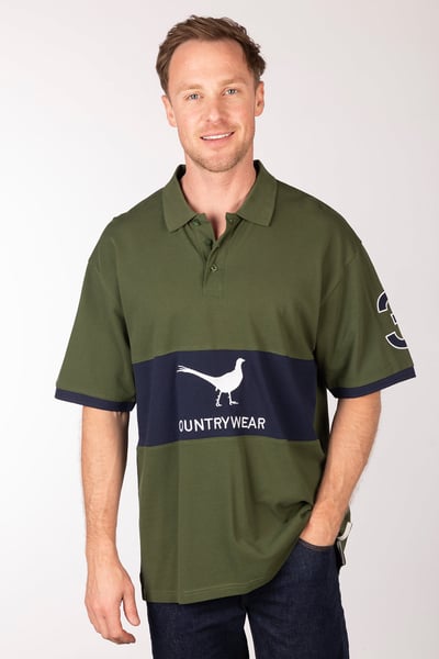 Herren-Poloshirt - Byland II - Fasan Oliv/Marineblau