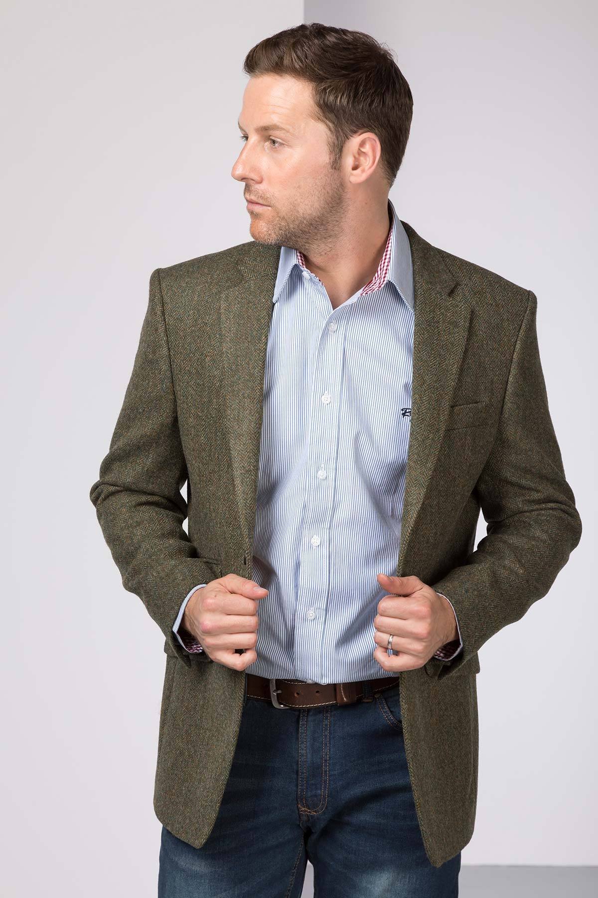 Mens Green Tweed Jacket US | Herringbone Tweed Blazer | Rydale