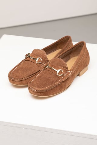 Ladies Tan Suede Loafers