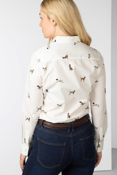 Ladies Printed Shirt - Wistow II - Country Dog White