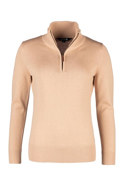 Ladies Quarter Zip Jumper - Ellie - Camel