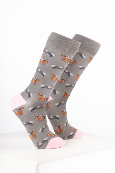 Damen-Knöchelsocken mit Pferdemotiv - Gerittenes Pferd Schimmel
