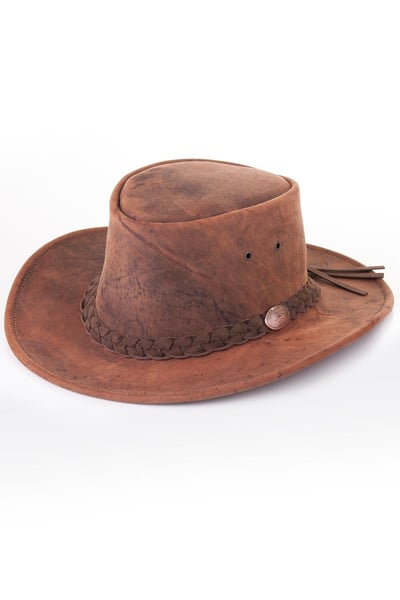Men's Leather Cowboy Hat - Tobacco