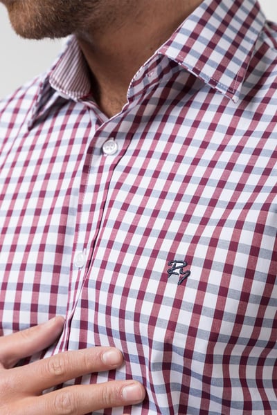 Klassische Oxford-Baumwollhemden für Herren - Oscar Jblue/Wein