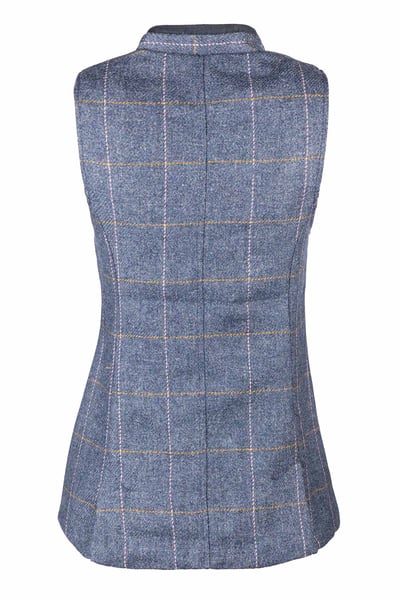 Gilet boutonné en tweed pour femme - Rievaulx - Tweed bleu foncé