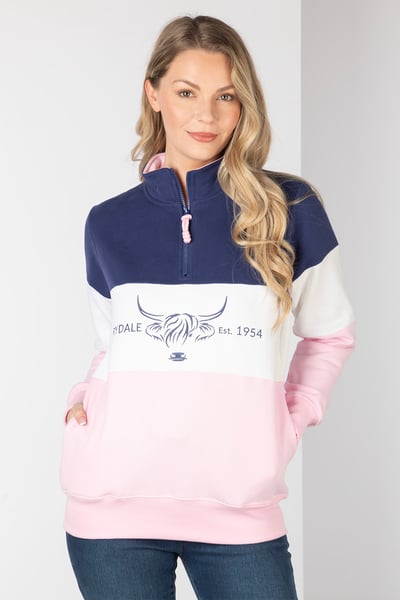 Ladies Sweatshirt - Byland - Cow Denim/White/Sorbet