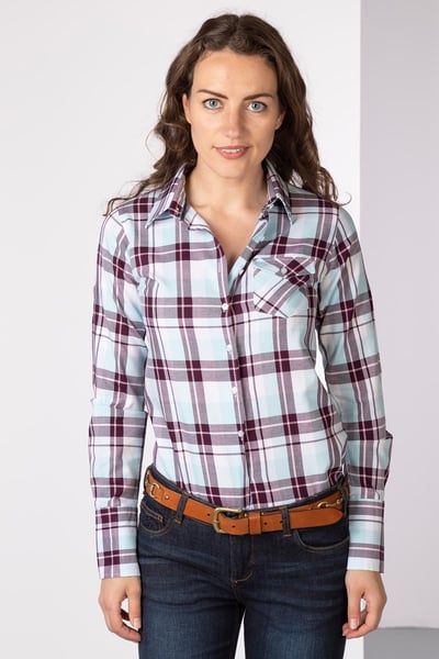 Ladies Hannah Country Check Shirt - Sally - Berry