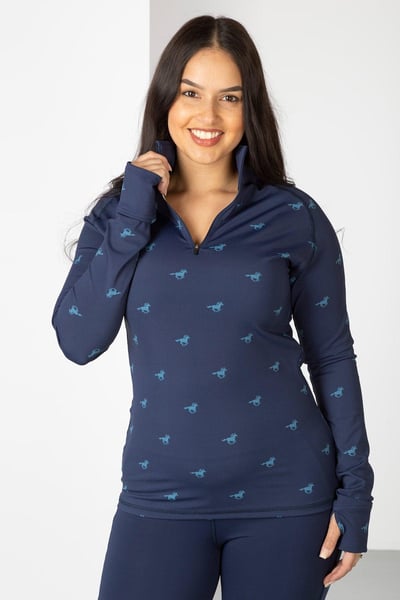 Top de sport à motifs pour femmes - Skerne - Cheval au Galop Marine