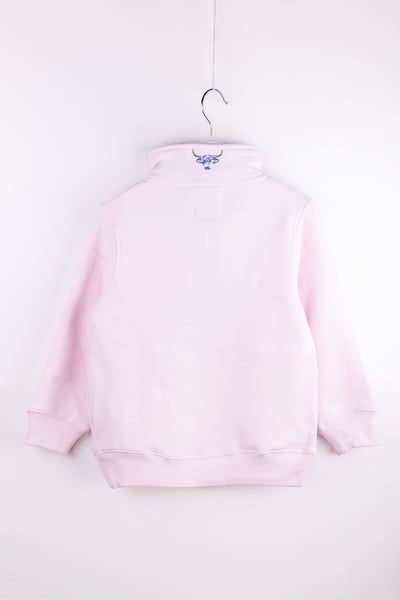 Mini Girls Quarter Zip Sweatshirt - Byland - Highland Cow Pale Pink