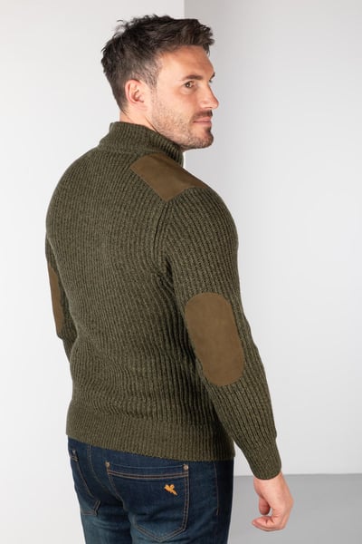 Men's 1/2 Zip Chunky Shooting Sweater - Danby - Olive Tweed
