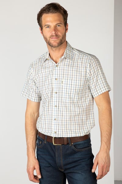 Men's Short Sleeved Check Shirts - Lockington Navy/Blue