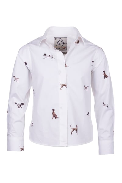 Girls Printed Shirt - Wistow - Country Dog White