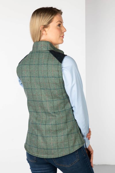 Ladies Tweed Waistcoat - Haworth - Blue Check