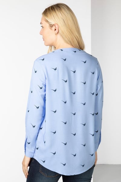 Ladies Printed Blouse - Wistow II - Walking Pheasant Blue
