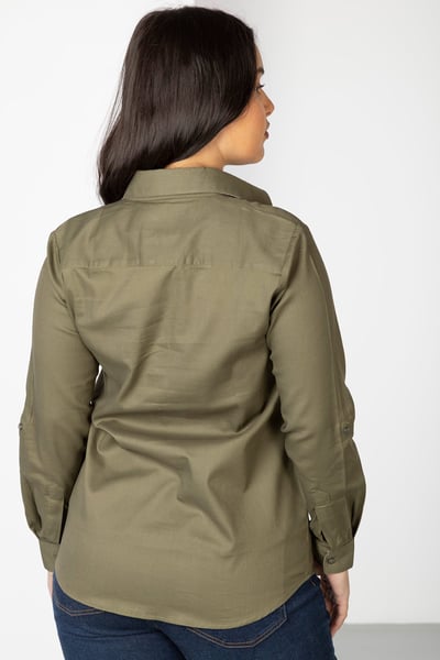 Damen Plain Overhead Country Shirt - Hannah - Khaki