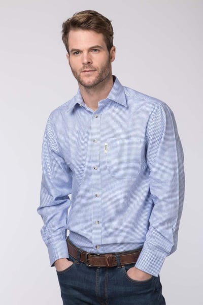 Men's Checked Shirts - Whetherby - Wetherby Blue