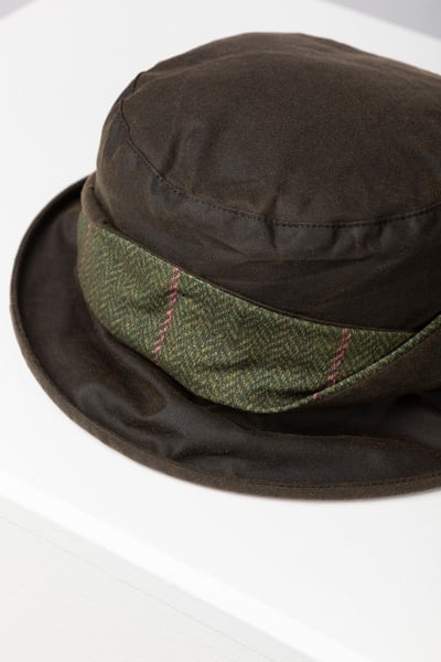 Ladies Twisted Band Wax Hat - Danby - Olive