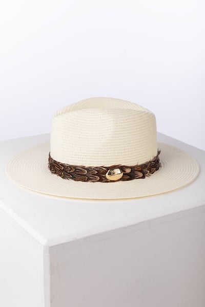 Ladies Feather Panama Summer Hat - Helmsley - Cream