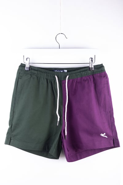 Ladies Quartered Cotton Rugby Shorts - Kirby - Berry/Dark Olive